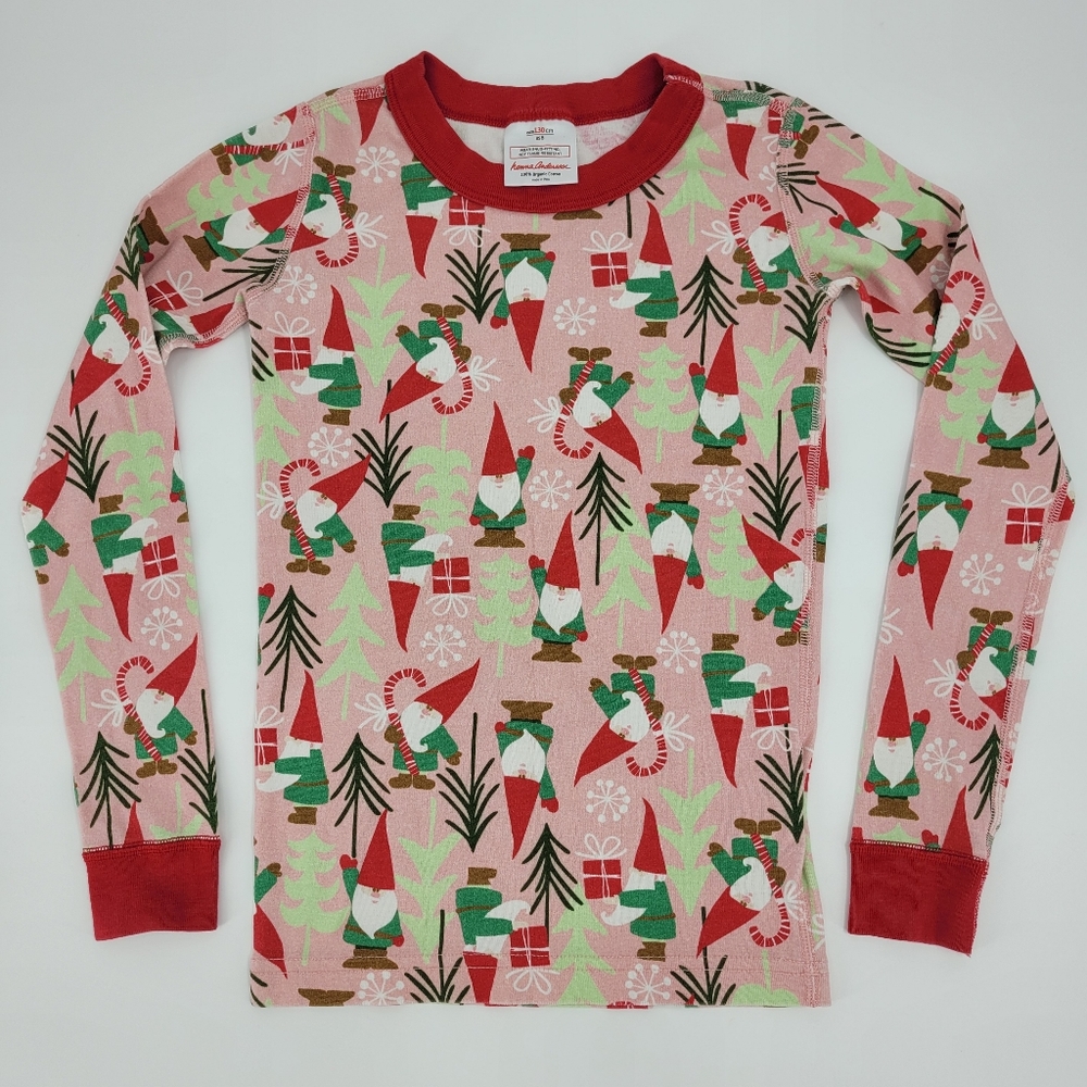 Hanna Andersson PJ Top Gnome Print Christmas Holiday Organic Cotton Size 8 130cm